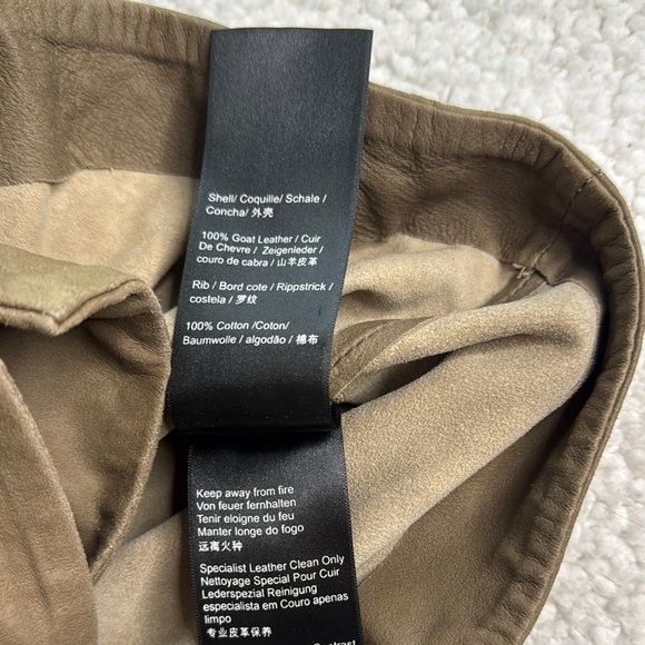 Muubaa Women's Taupe Draped 100% Goat Leather Blazer - Picture 5 of 7